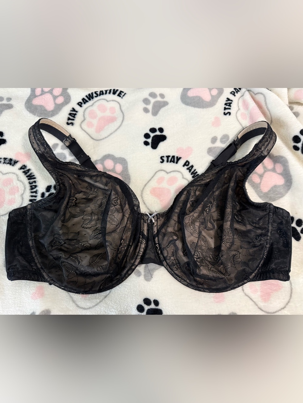 Black Lace Underwire Bra - 48DDD